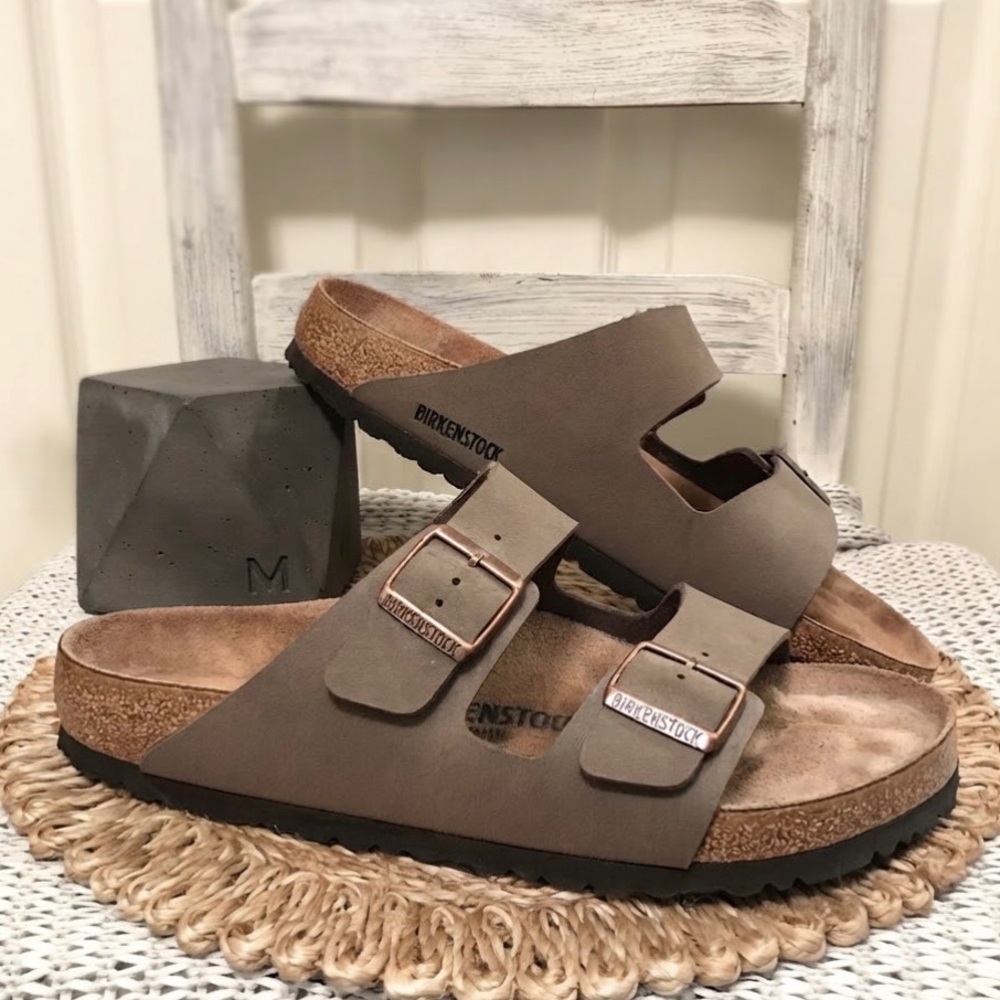 Birkenstock Men’s Arizona Soft Bed Sandal Taupe Brown Size 11